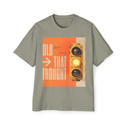 Oversized Tee — Retro Traffic Light 'Hold That Thought' Graphic