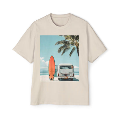 Surf Van Beach T-Shirt — Vintage Palm & Surfboard Graphic Tee