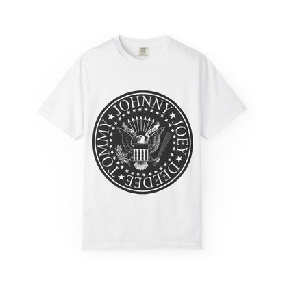 Vintage-Inspired Unisex Garment-Dyed T-Shirt with Rock Band Logo