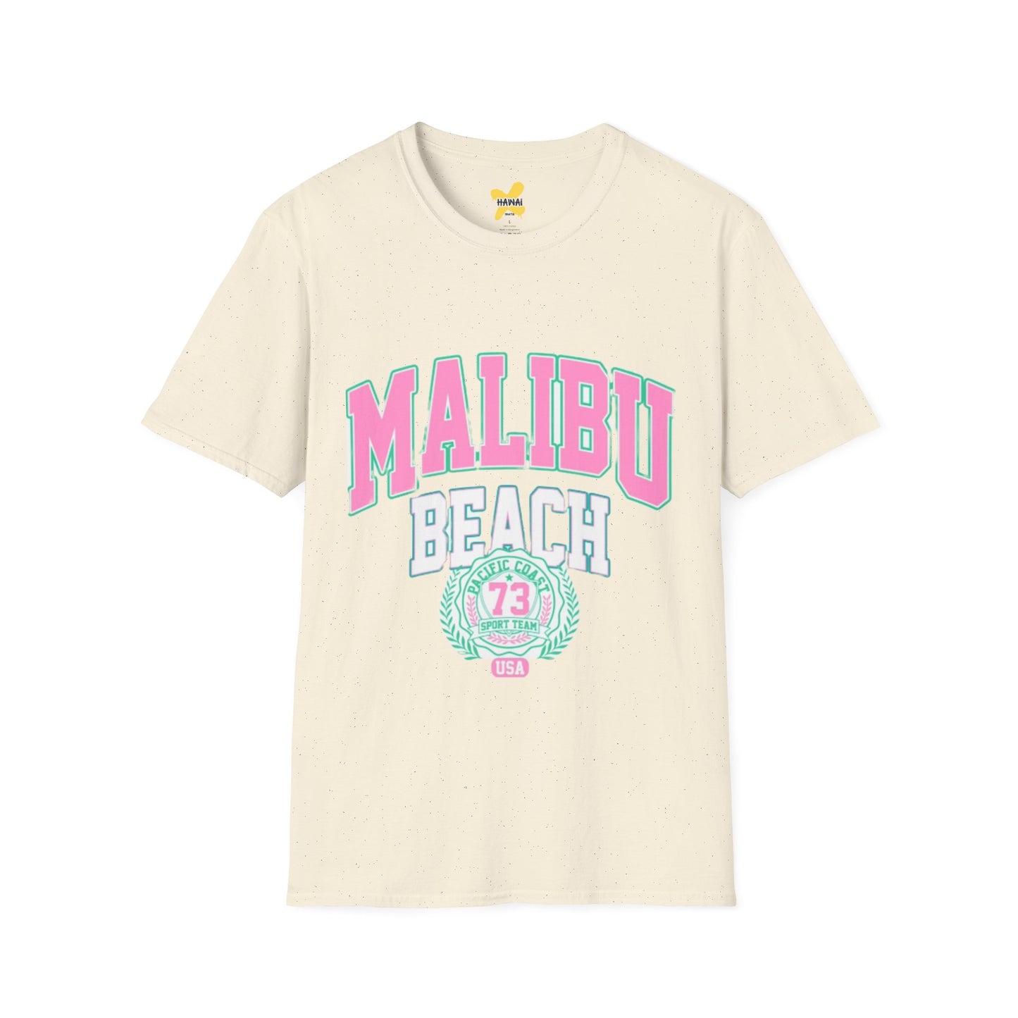 Malibu Beach Graphic T-Shirt - Unisex Softstyle Tee for Summer Vibes