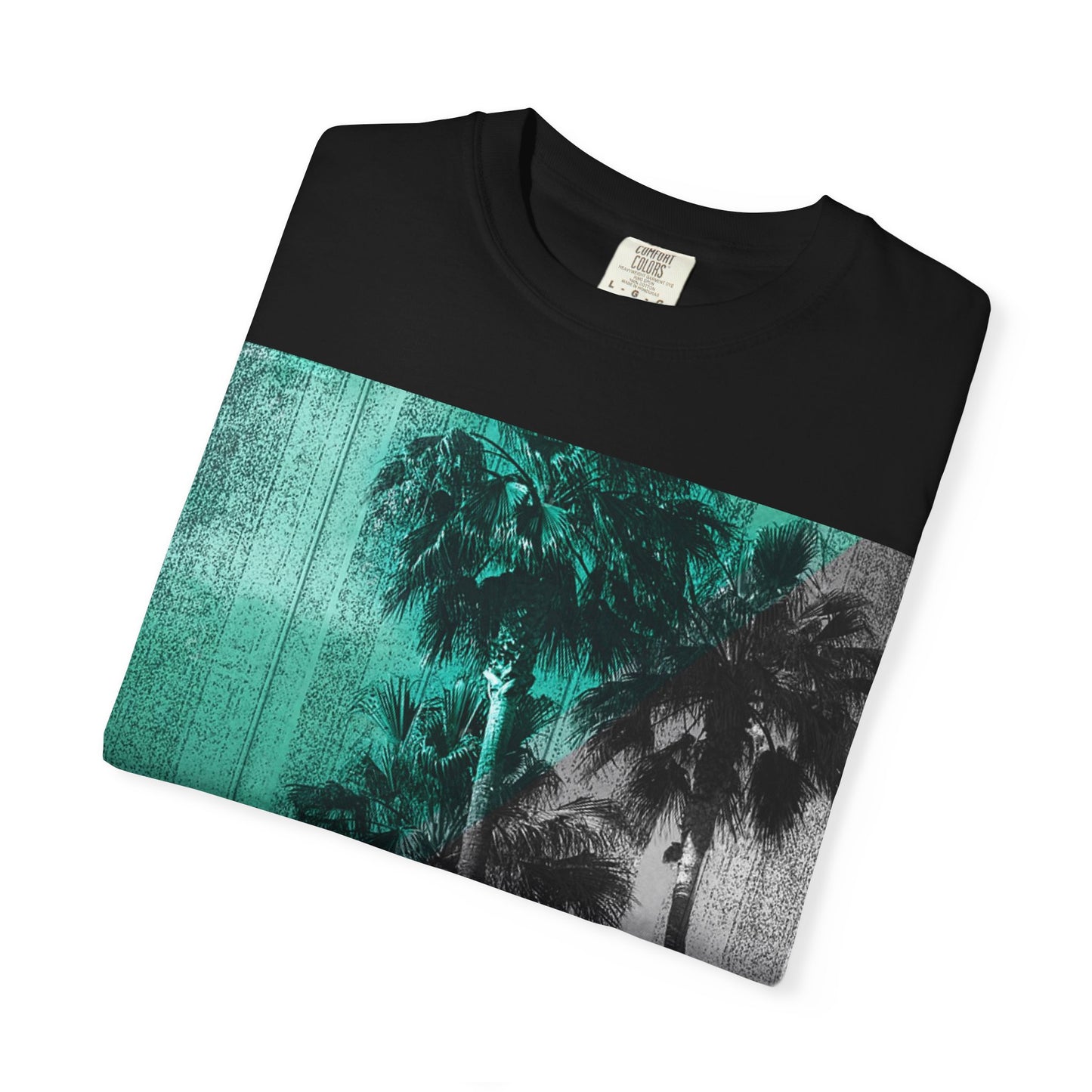 Palm Trees Photo Tee — Vintage Teal Sunset T-Shirt