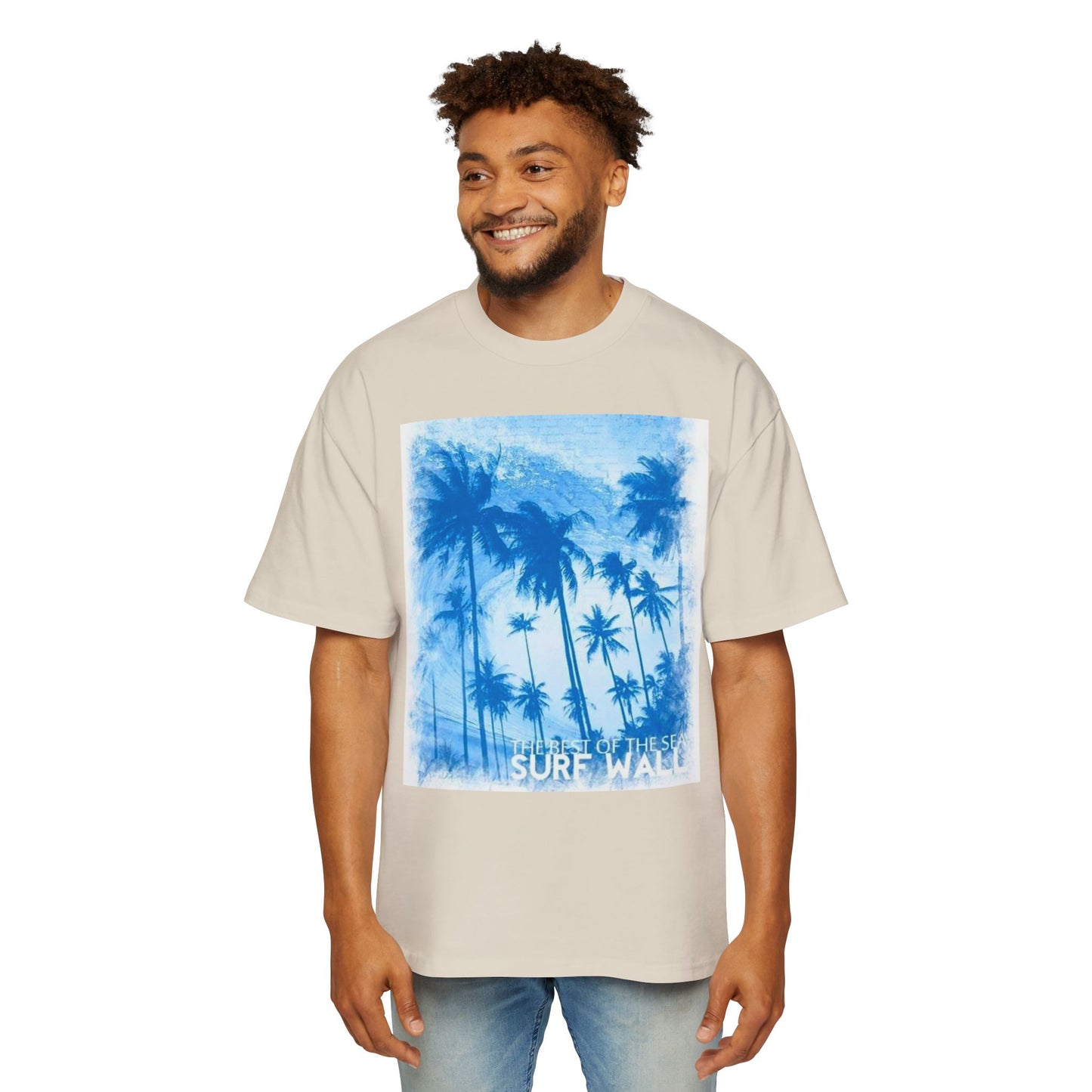 Surf Palm Tee — Blue Tropical Graphic T-Shirt