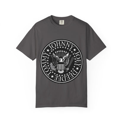 Vintage-Inspired Unisex Garment-Dyed T-Shirt with Rock Band Logo