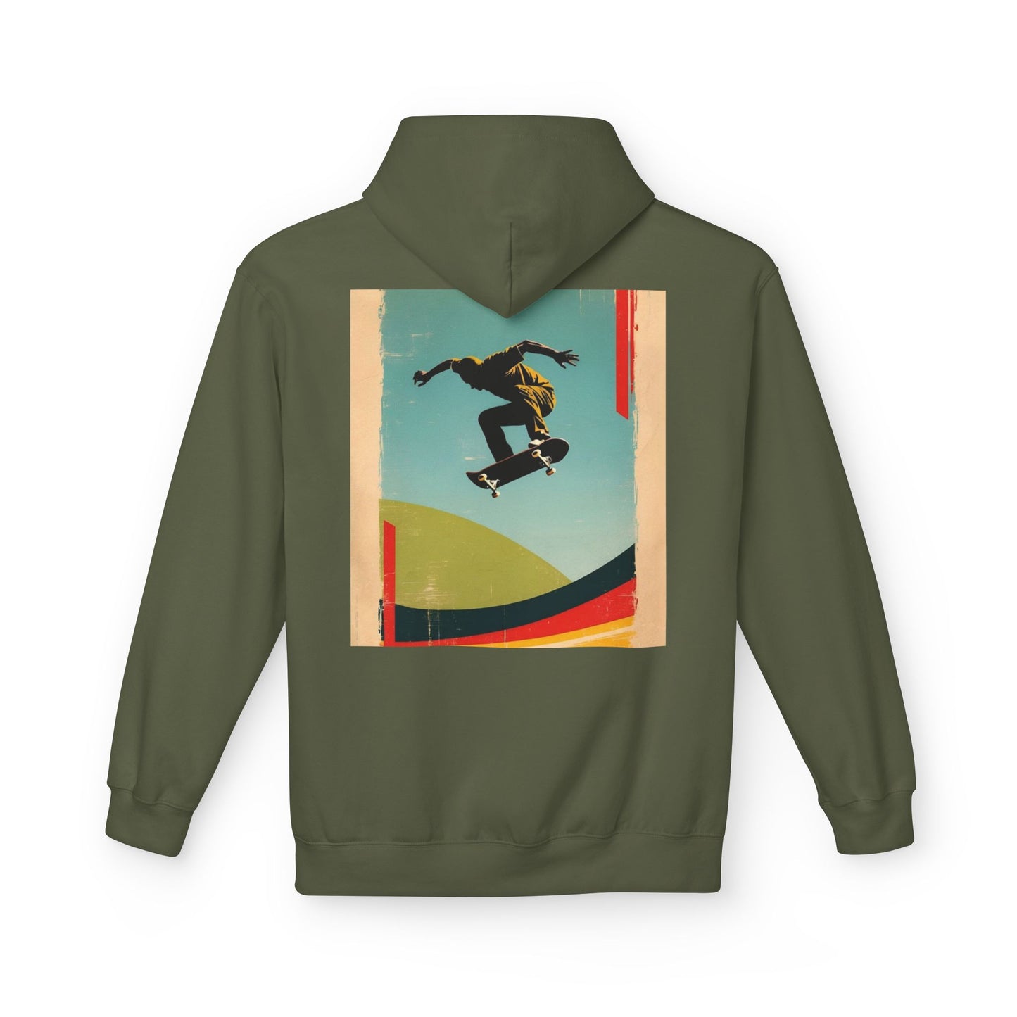 Retro Skateboarder Fleece Hoodie - Unisex Softstyle Pullover