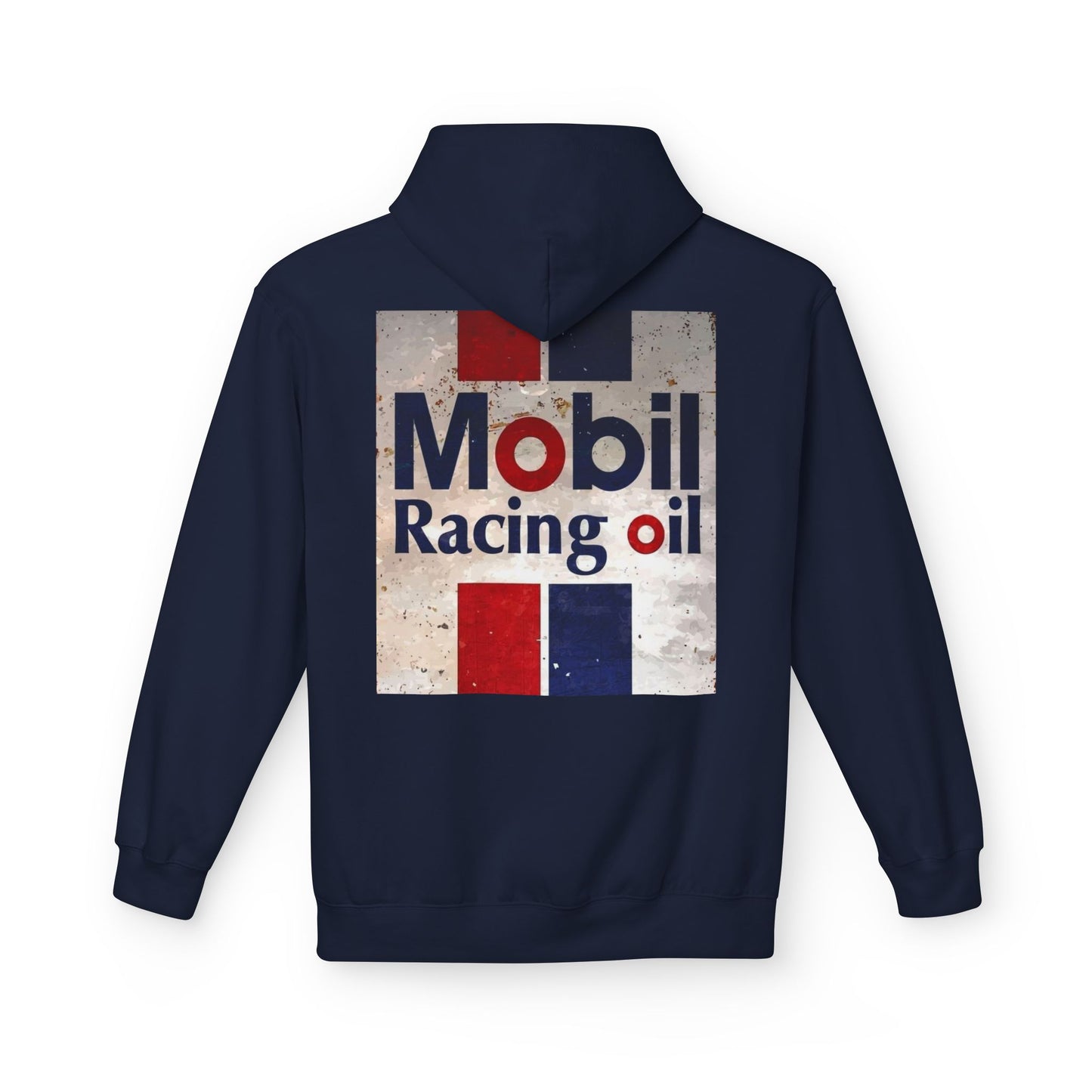 Retro Mobil Racing Oil Fleece Hoodie for Motorsport Enthusiasts