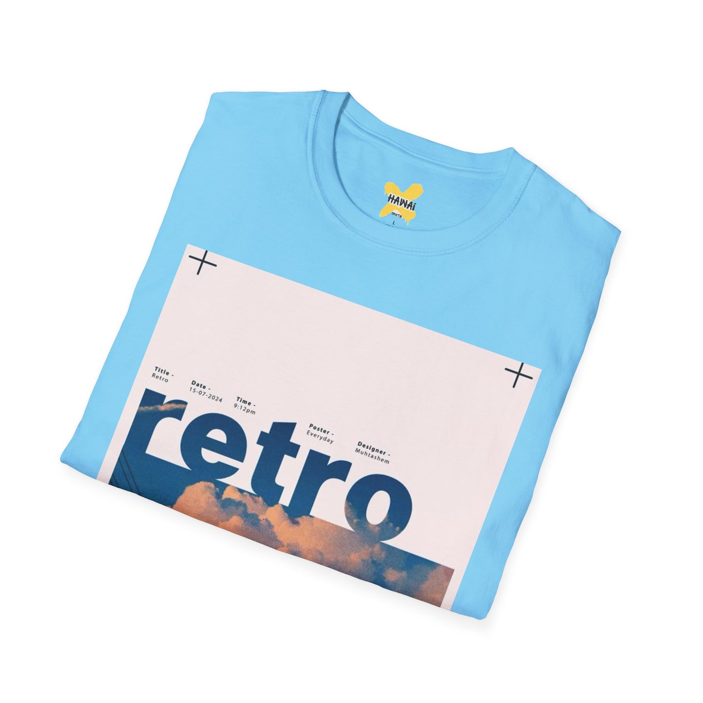 Retro Aesthetic Unisex Softstyle T-Shirt - Vintage Clouds & Texture Design