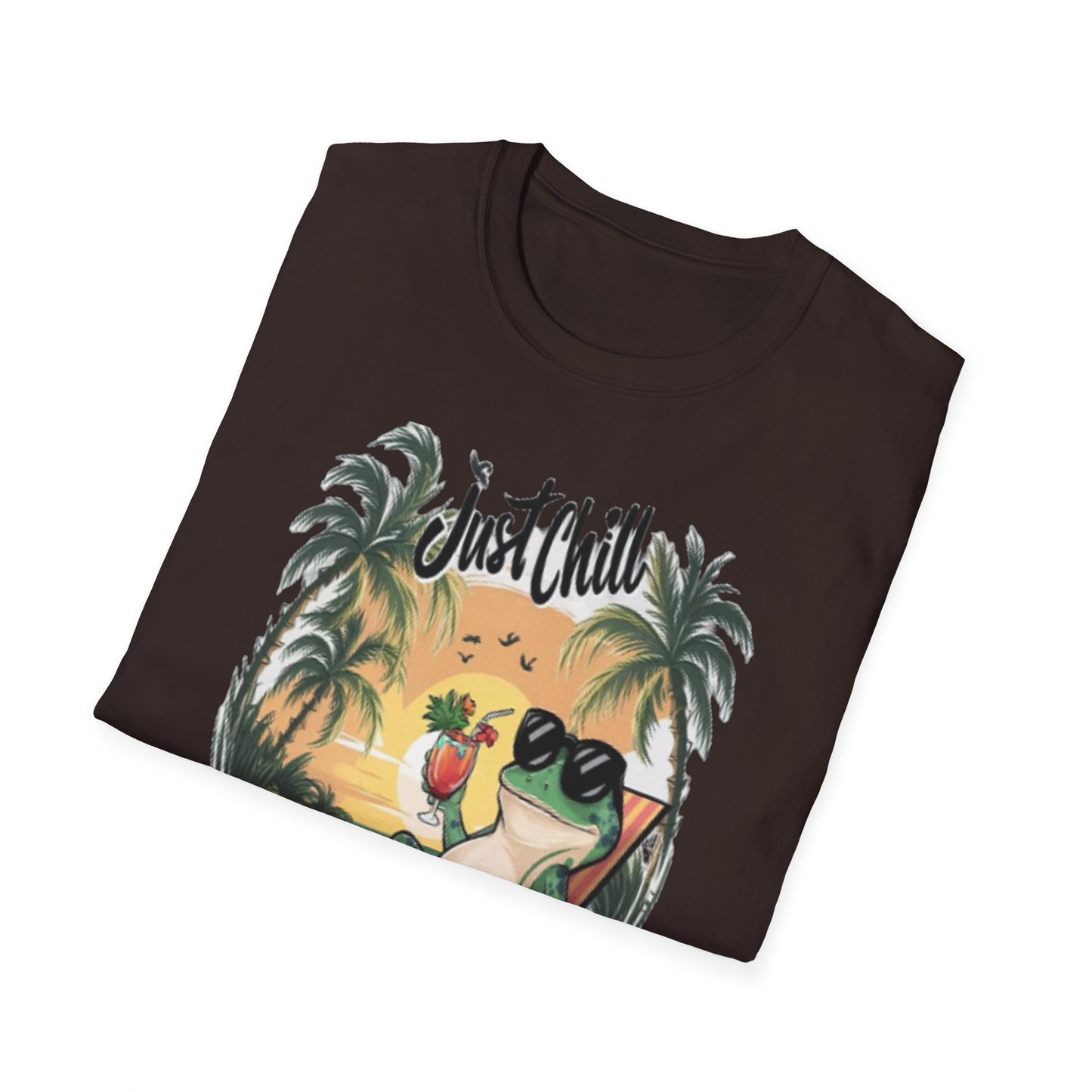 Just Chill Unisex Softstyle T-Shirt - Relaxing Frog Design for Casual Summer Vibes