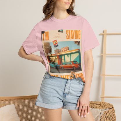 Weekend Staycation Vintage T-Shirt — "I'm Staying the Weekend" Retro Diner Design
