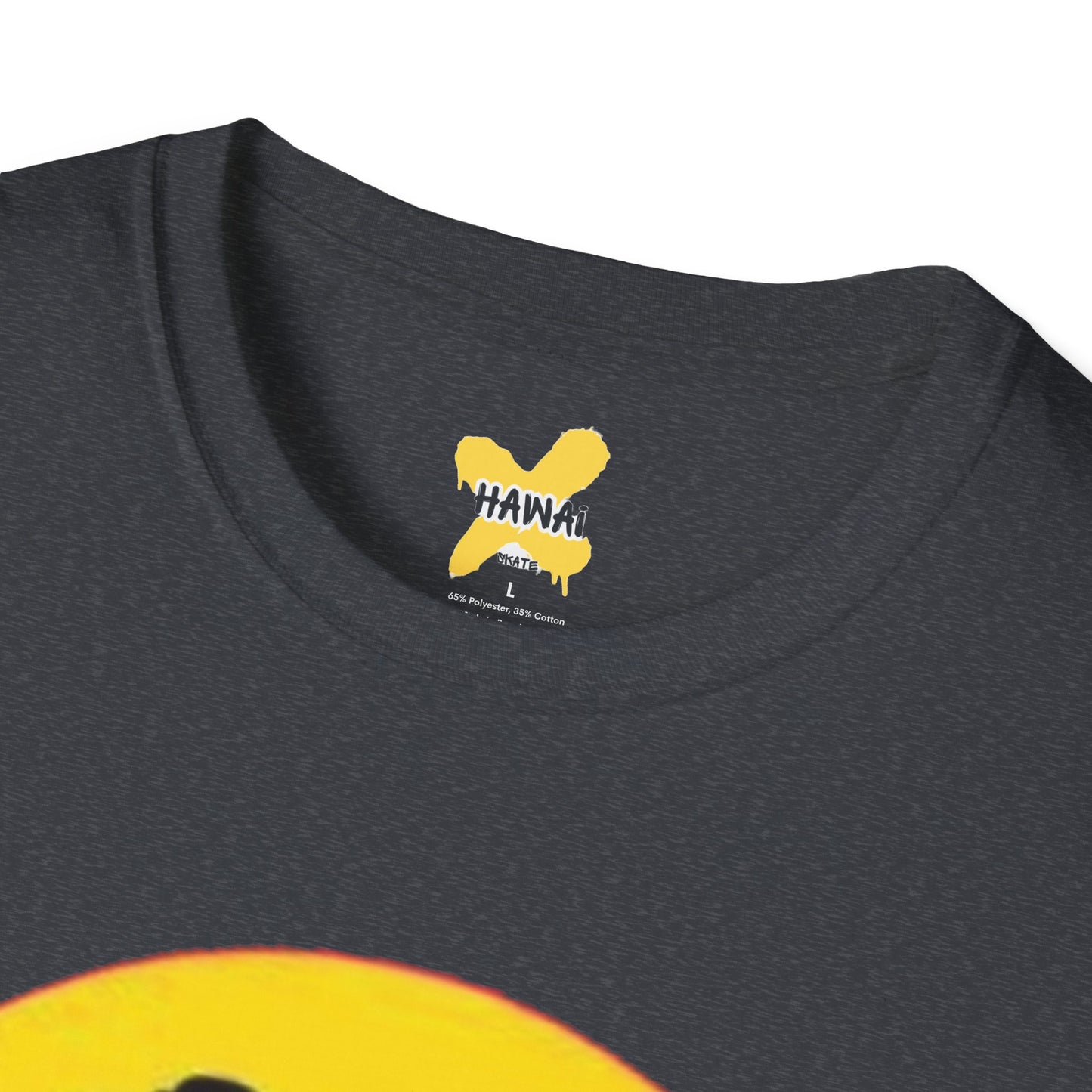 Happy Vibes Unisex Softstyle T-Shirt - Smiley Face with Headphones