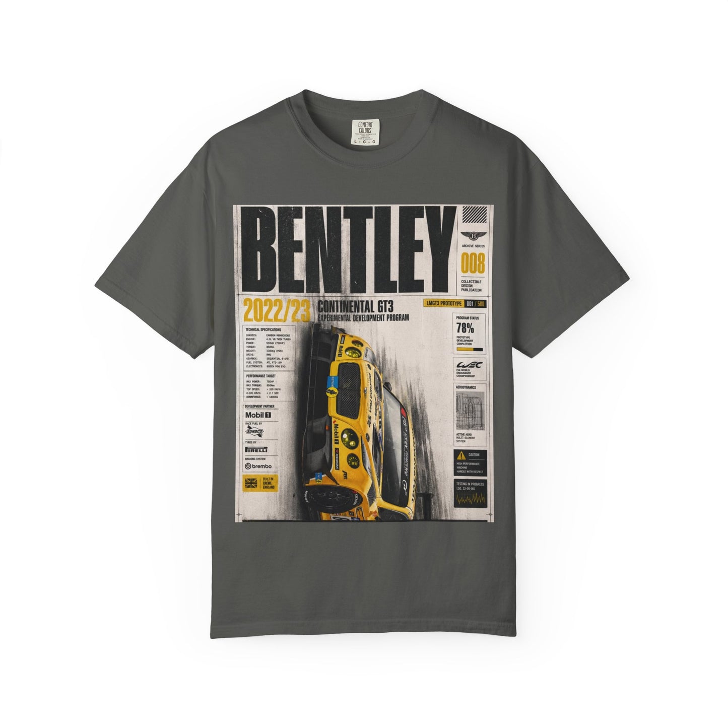 Bentley Magazine Cover T-Shirt – Yellow Sports Car Graphic Tee