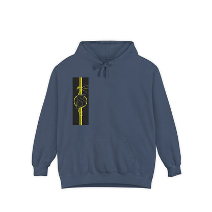 Volleyball Stripe Hoodie — Retro Yellow & Black Volleyball Design