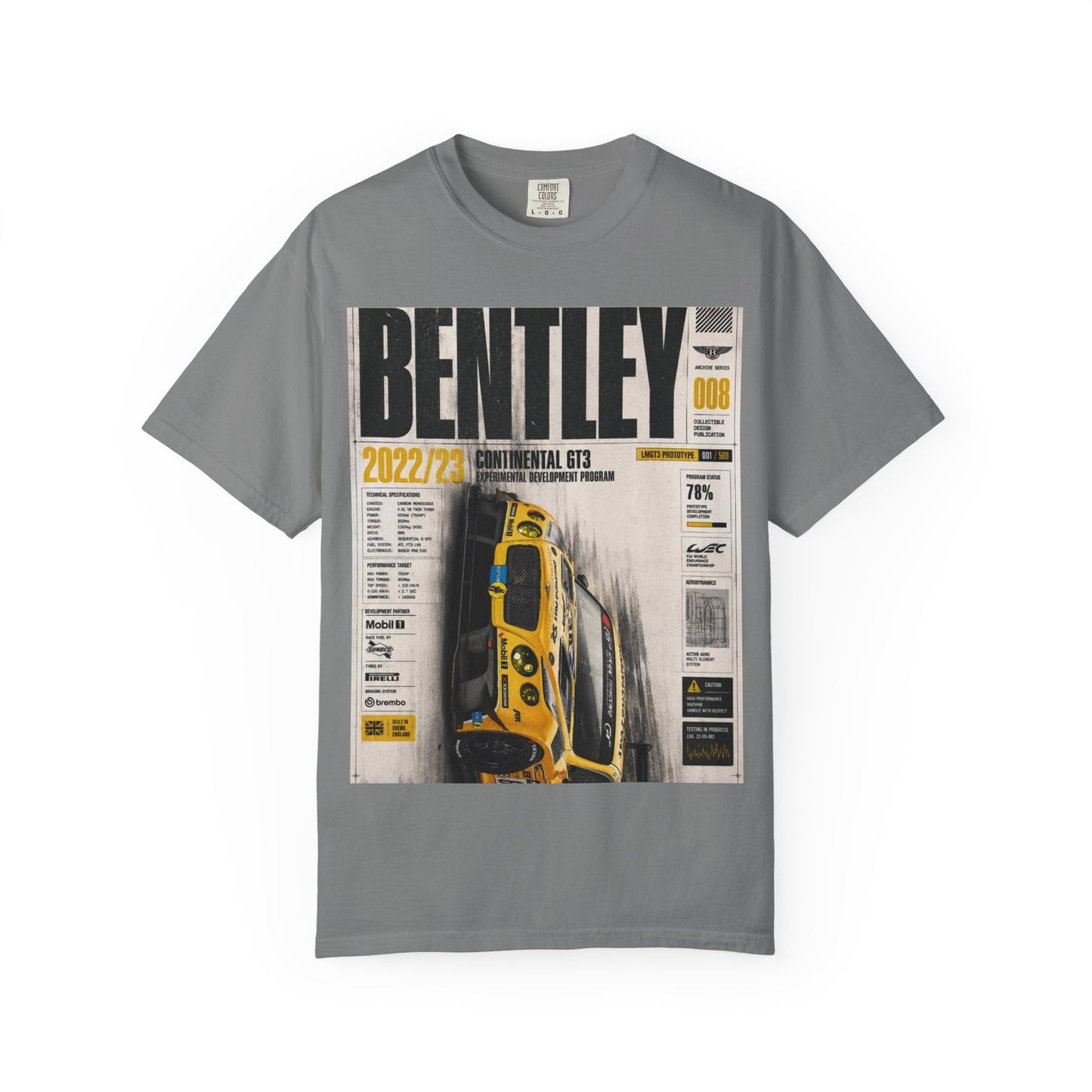 Bentley Continental GT Newspaper Graphic T‑Shirt — Vintage Racing Poster Tee