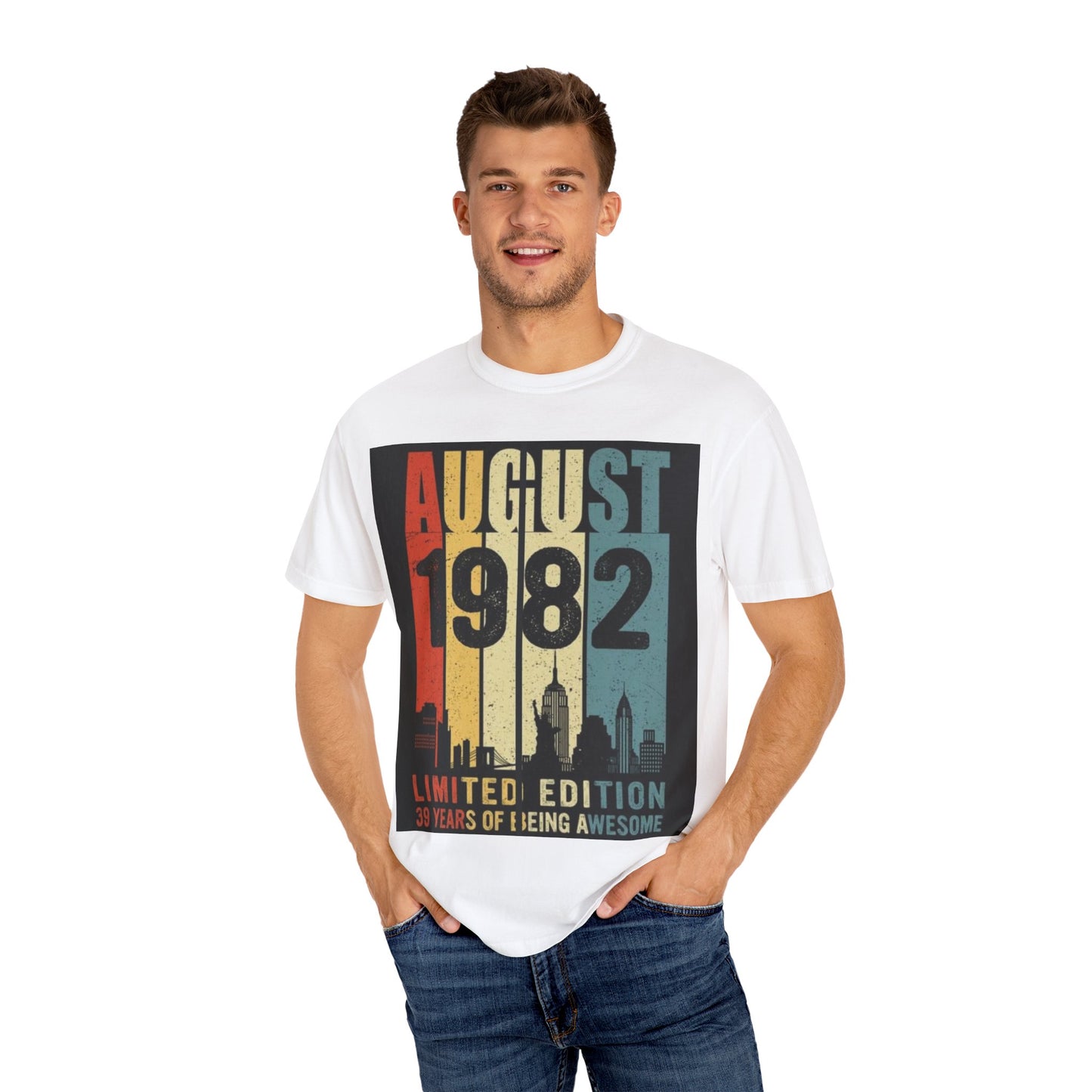 Limited Edition August 1982 Unisex Garment-Dyed T-Shirt - Celebrate 39 Years of Being Awesome