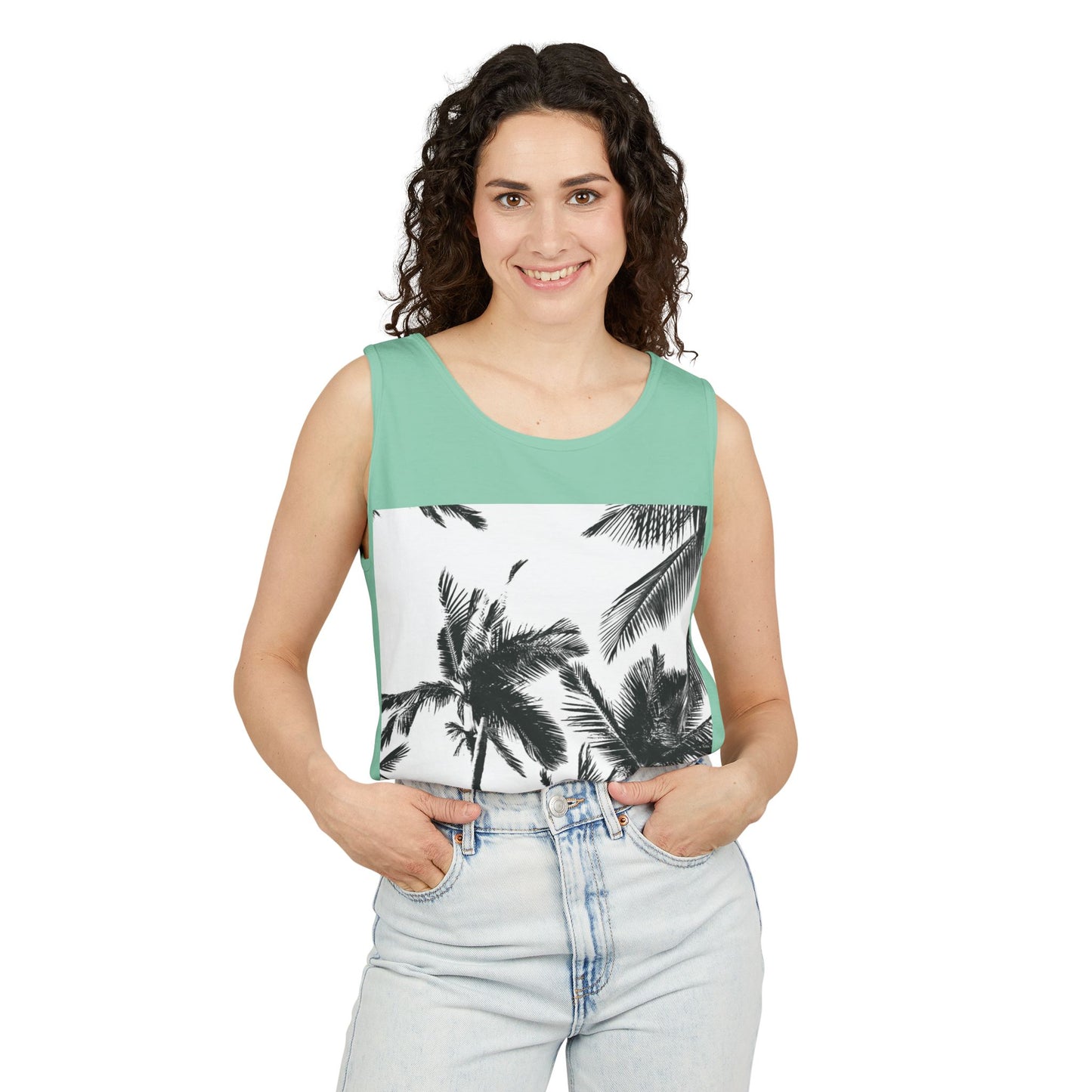 Tropical Palm Tank Top | Summer Vibes | Unisex Beachwear, Casual Top, Vacation Essential, Gift for Him or Her, Relaxed Fit