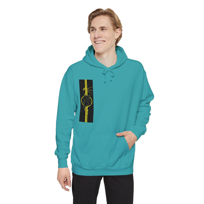 Volleyball Stripe Hoodie — Retro Yellow & Black Volleyball Design
