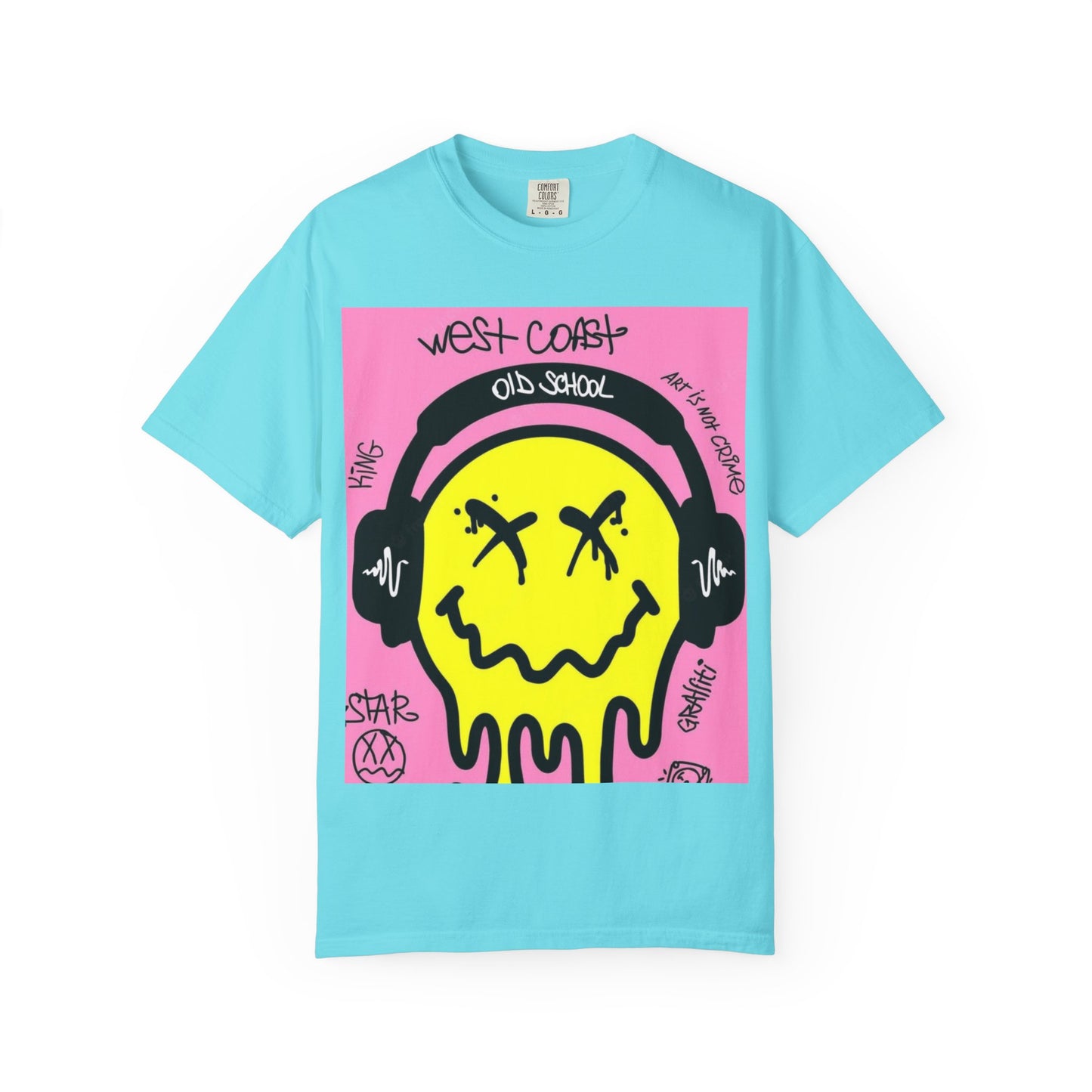 Retro Street Art T-Shirt - West Coast Vibe with Smiley Design