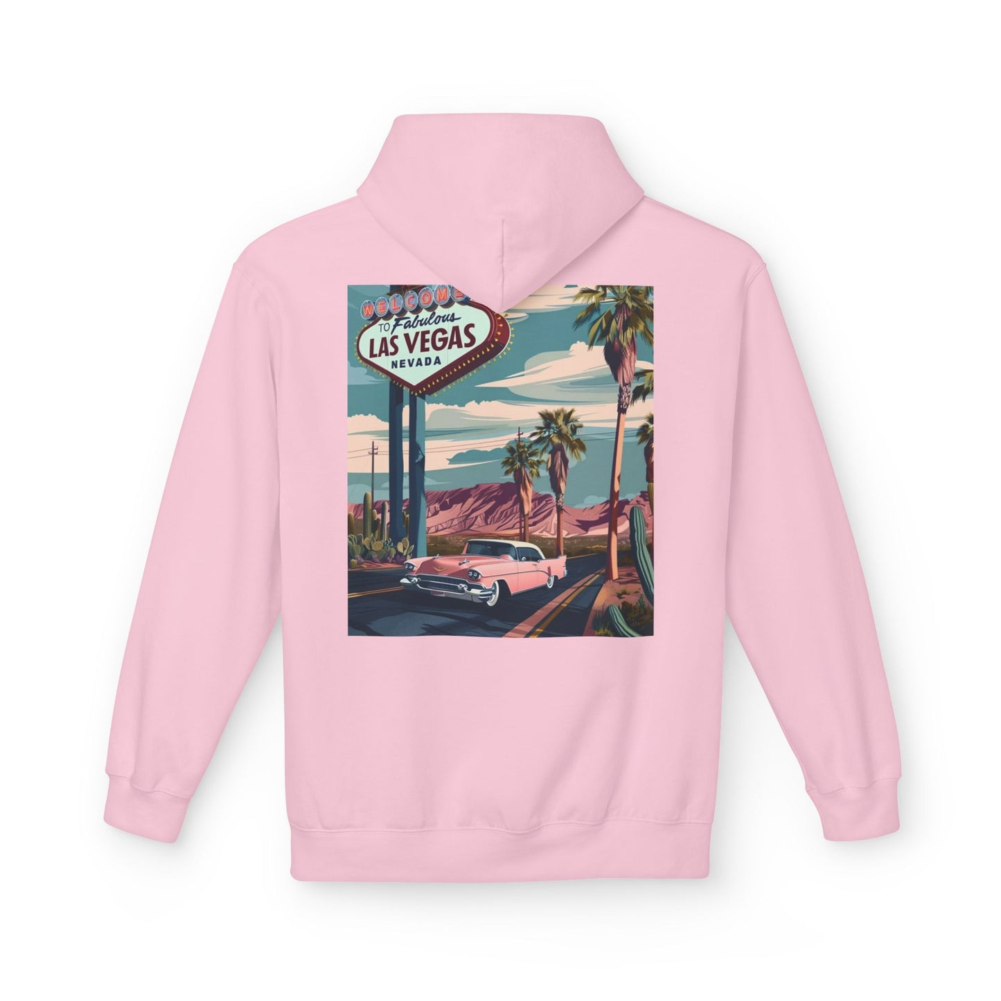 Retro Las Vegas Fleece Hoodie - Unisex Midweight Sweatshirt