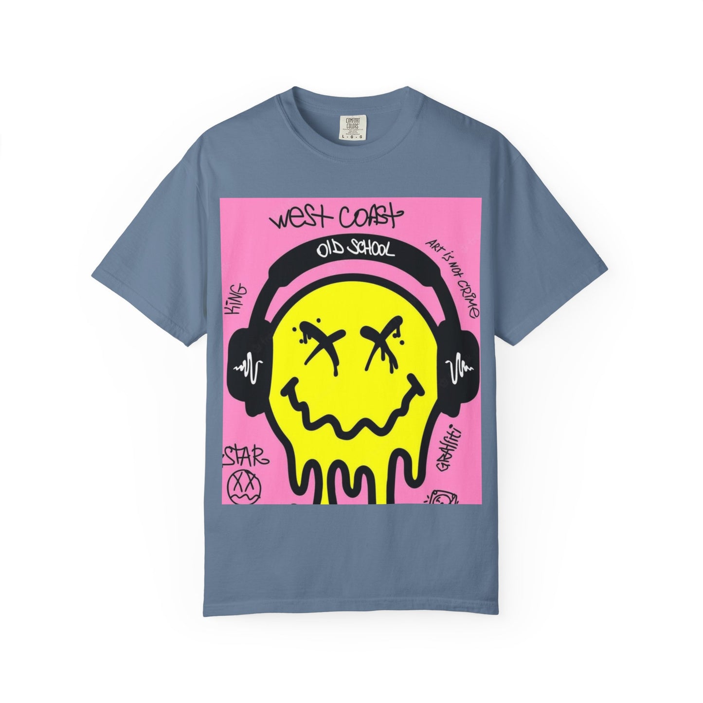 Retro Street Art T-Shirt - West Coast Vibe with Smiley Design