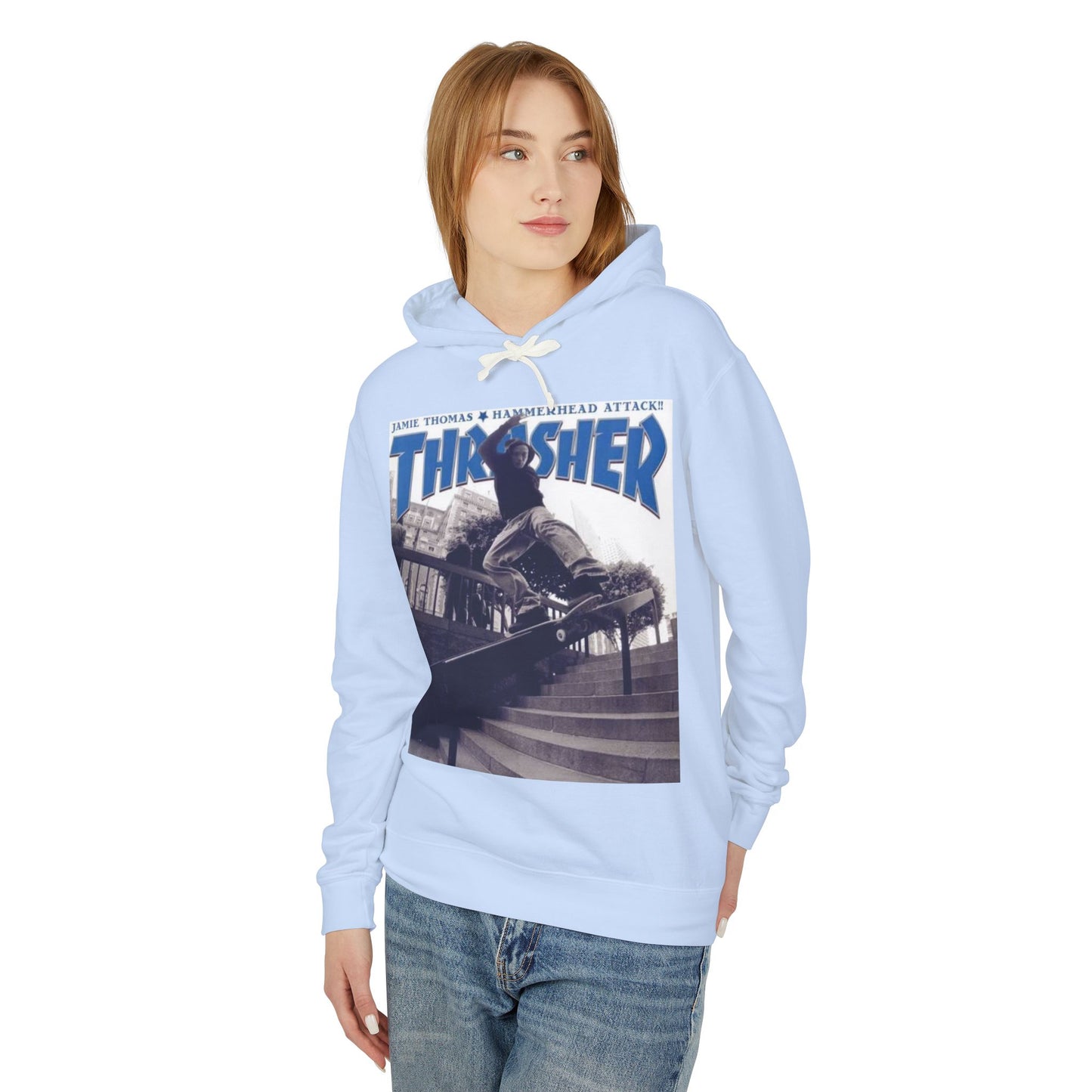 Skateboarder Graphic Hoodie, Unisex Sweatshirt, Thrasher Inspired Apparel, Casual Wear, Gift for Skaters