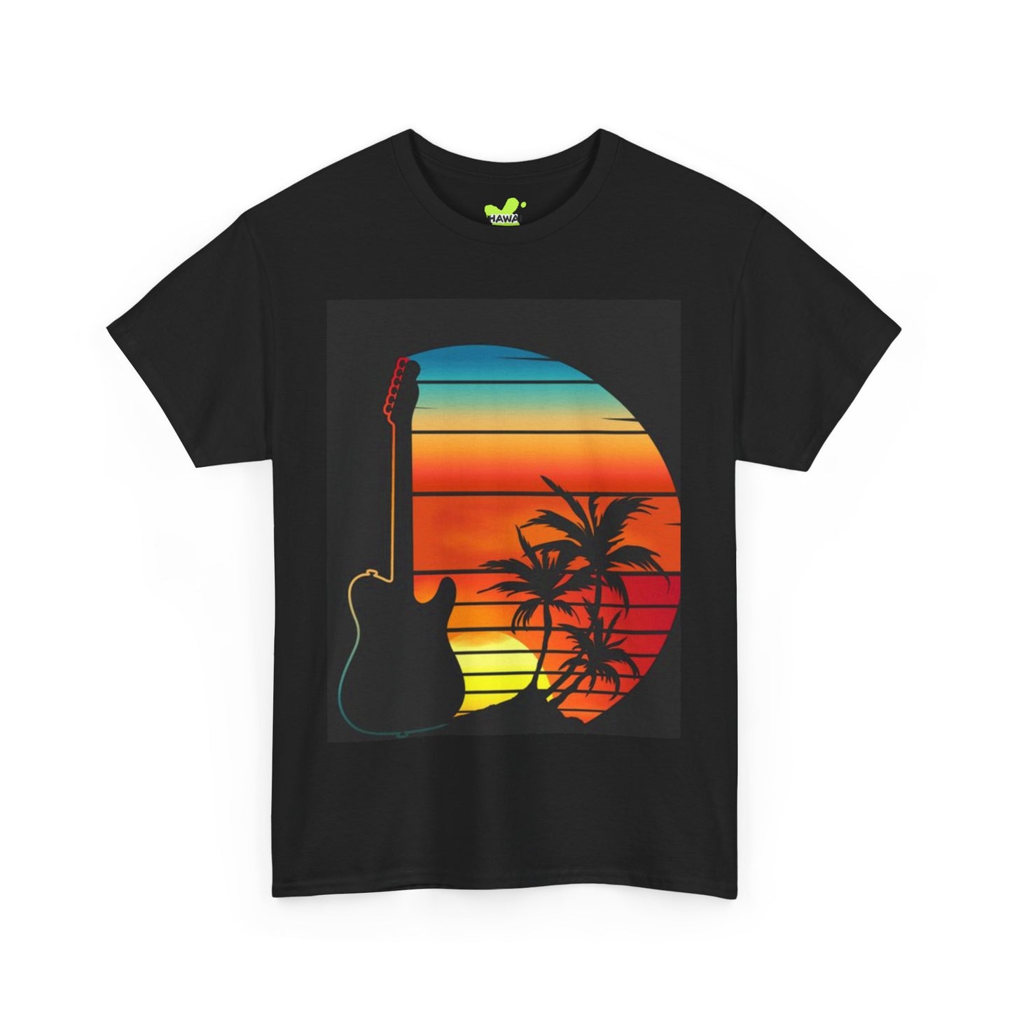 Sunset Guitar Vibe Unisex Heavy Cotton Tee