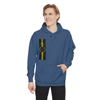 Volleyball Stripe Hoodie — Retro Yellow & Black Volleyball Design