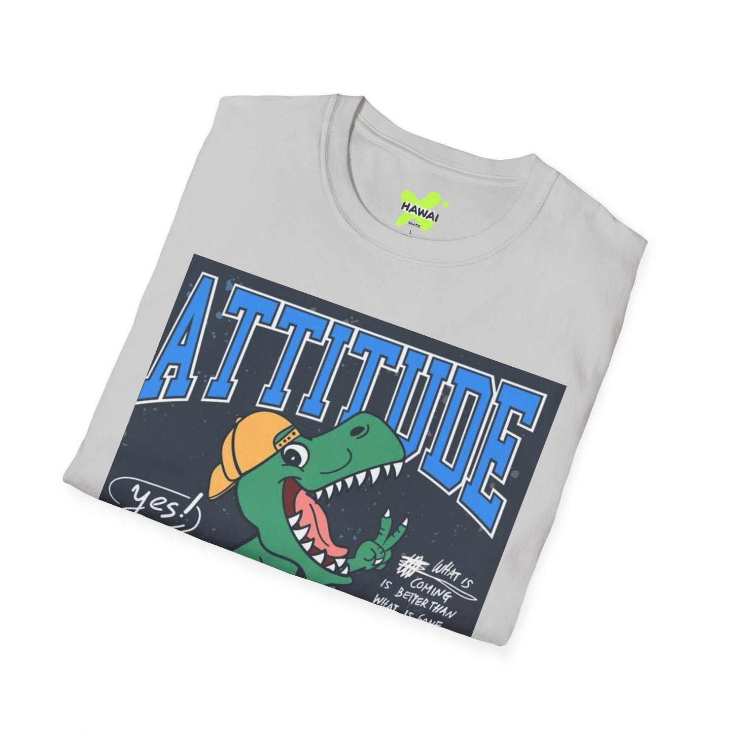 Dino Attitude T-Shirt, Fun Graphic Tee, Casual Wear, Gift for Kids, Skateboarder Shirt, Cool Dinosaur Apparel