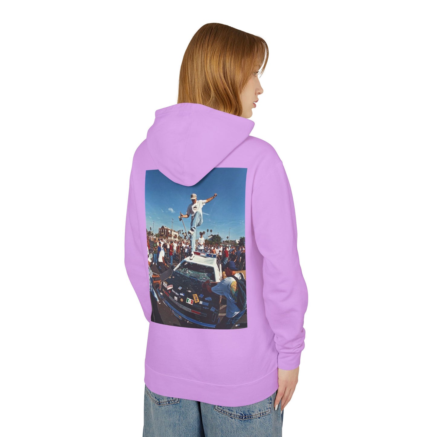 Unisex Lightweight Hooded Sweatshirt - Retro Street Vibe Graphic