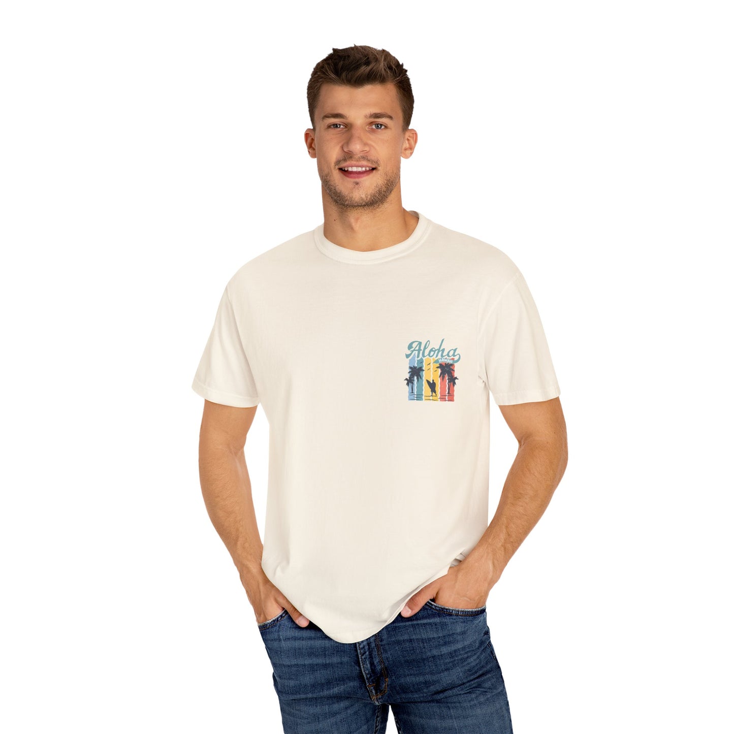 Aloha Hawaii Unisex Garment-Dyed T-shirt - Beach Vibes, Summer Style, Perfect for Surfing Enthusiasts