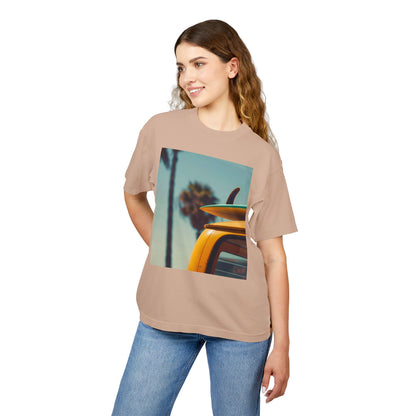 Surf Van Beach Photo Tee — Vintage Palm & Surfboard Graphic T-Shirt