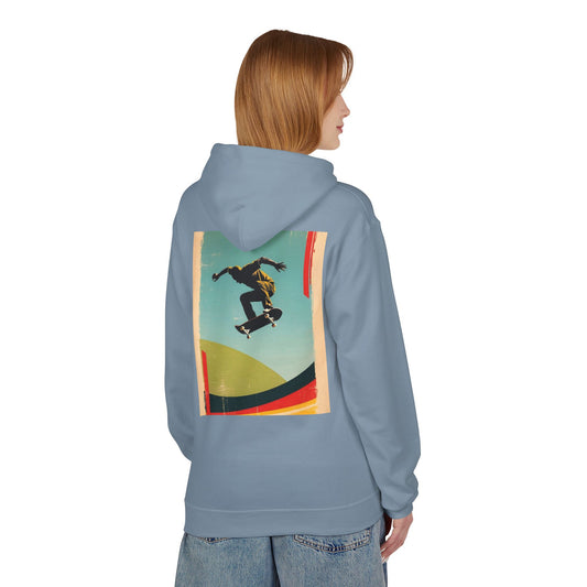 Retro Skateboarder Fleece Hoodie - Unisex Softstyle Pullover