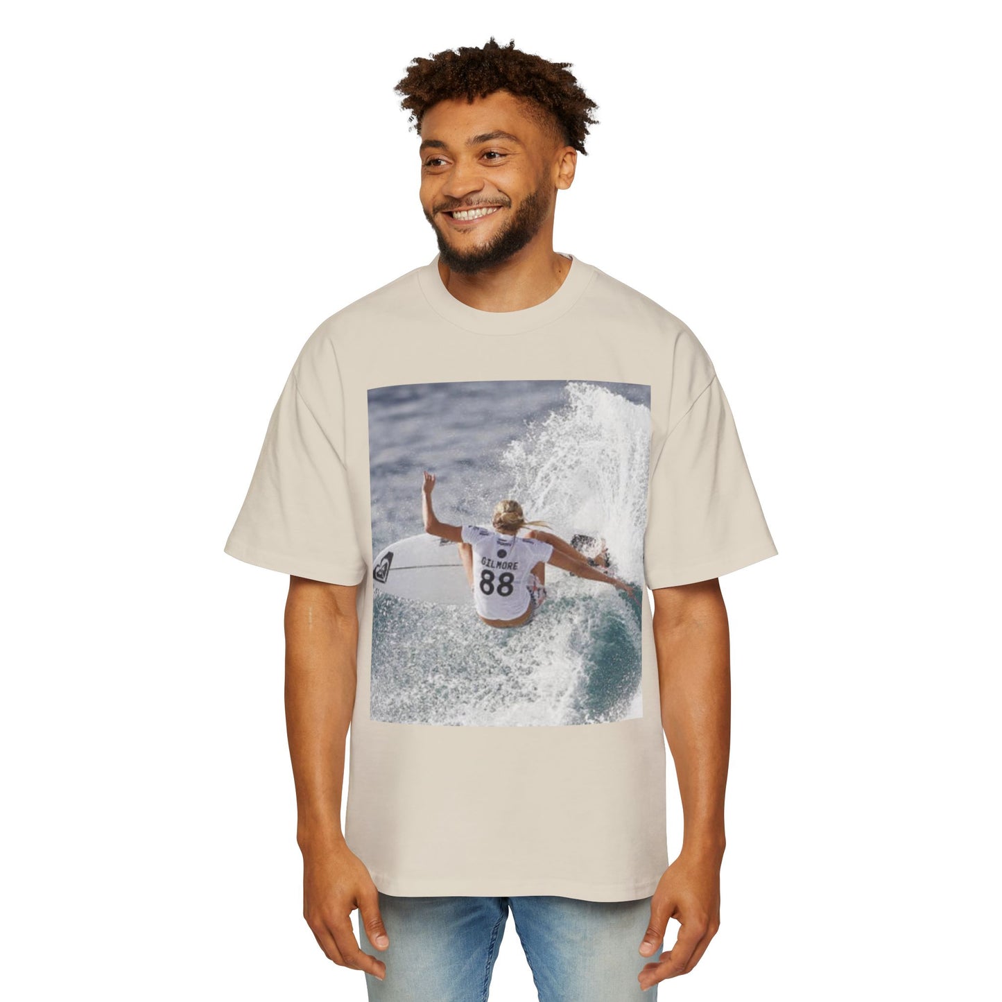 Surf Photo Oversized Tee — Wave Rider Graphic T-Shirt