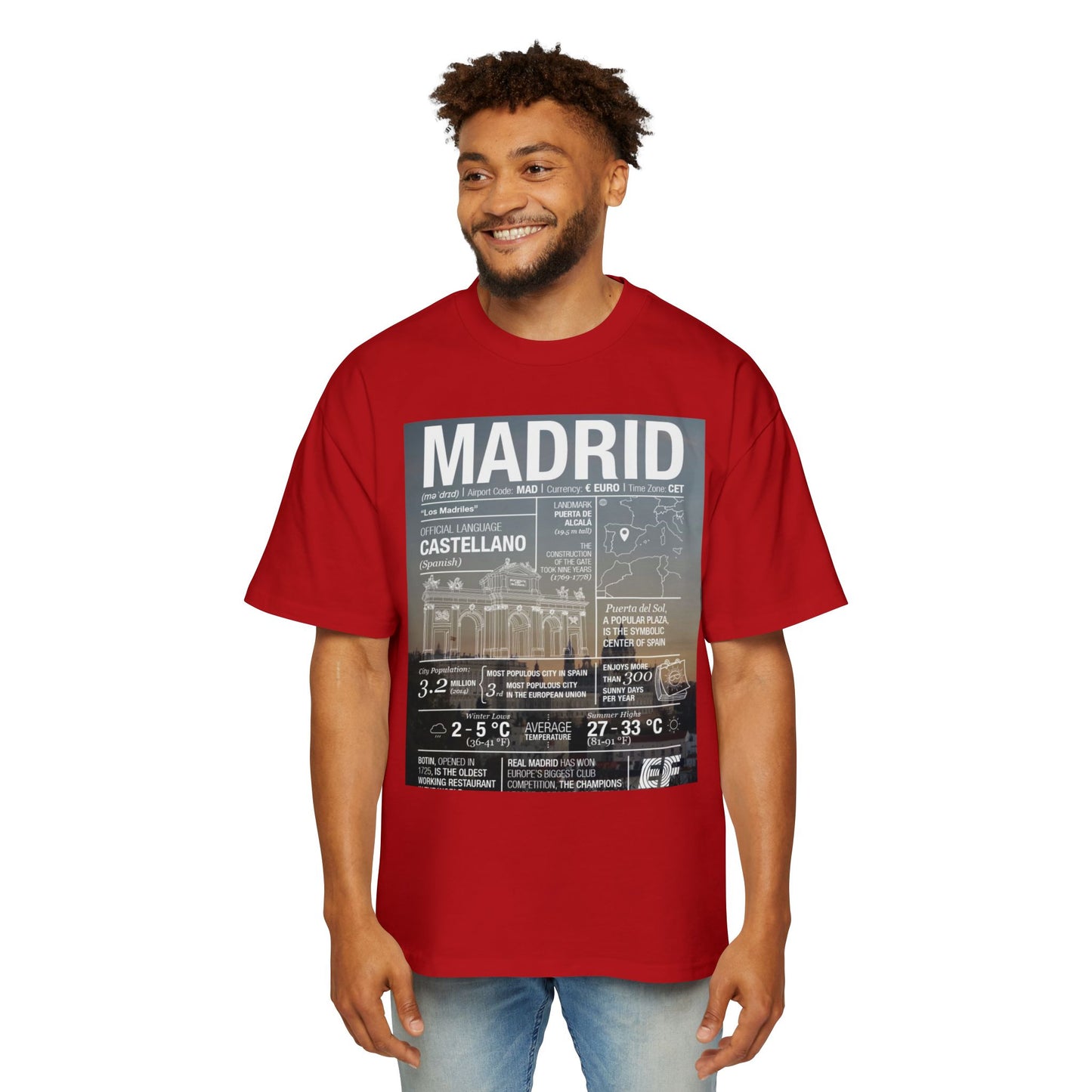 Madrid Graphic Tee — Vintage City Weather Poster T‑Shirt