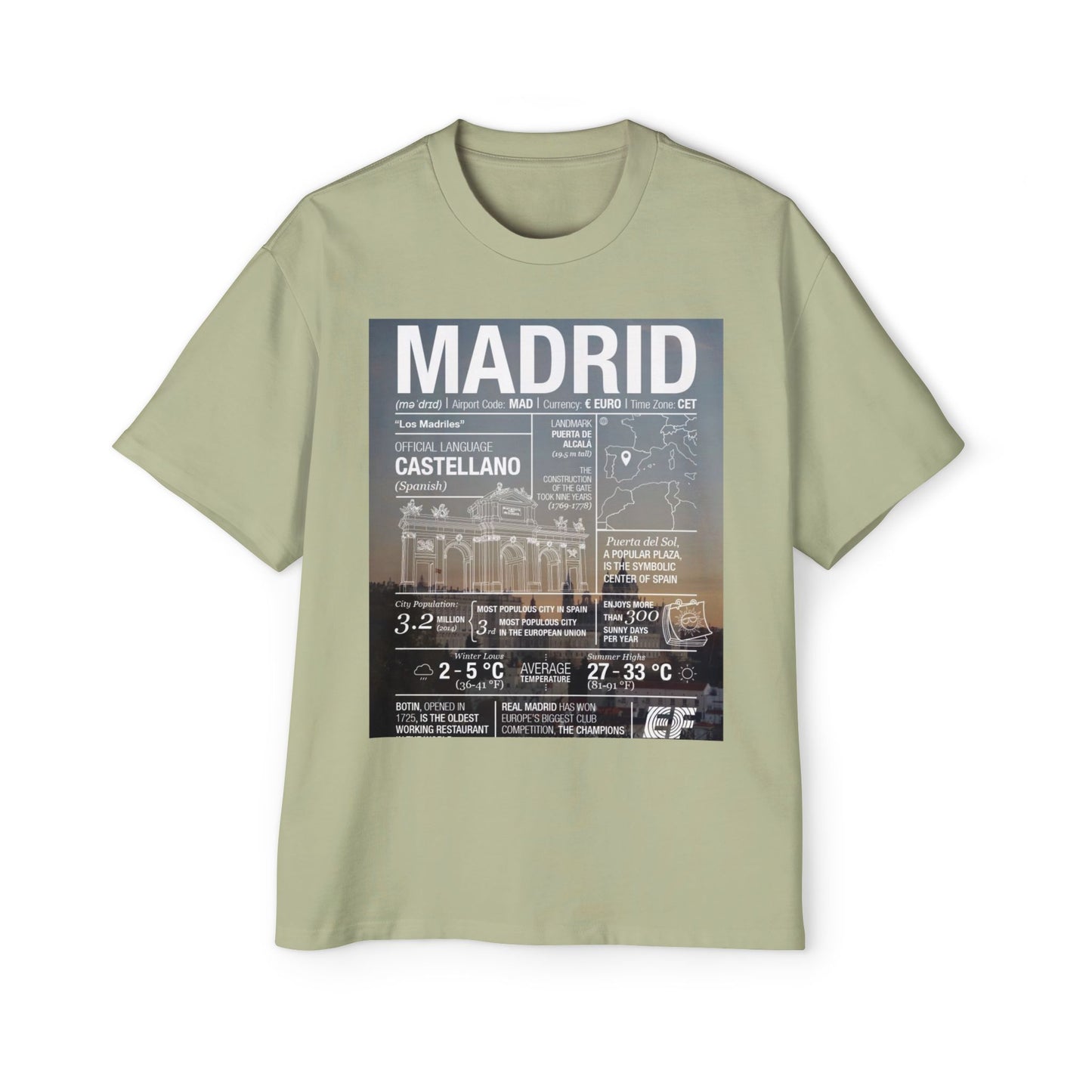 Madrid Graphic Tee — Vintage City Weather Poster T‑Shirt