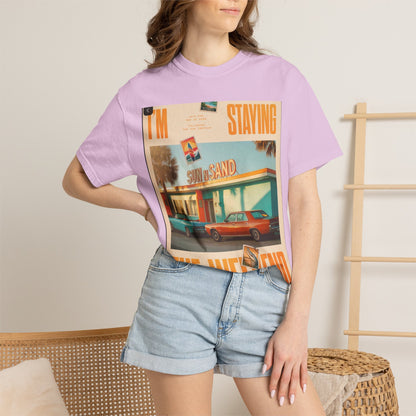 Weekend Staycation Vintage T-Shirt — "I'm Staying the Weekend" Retro Diner Design