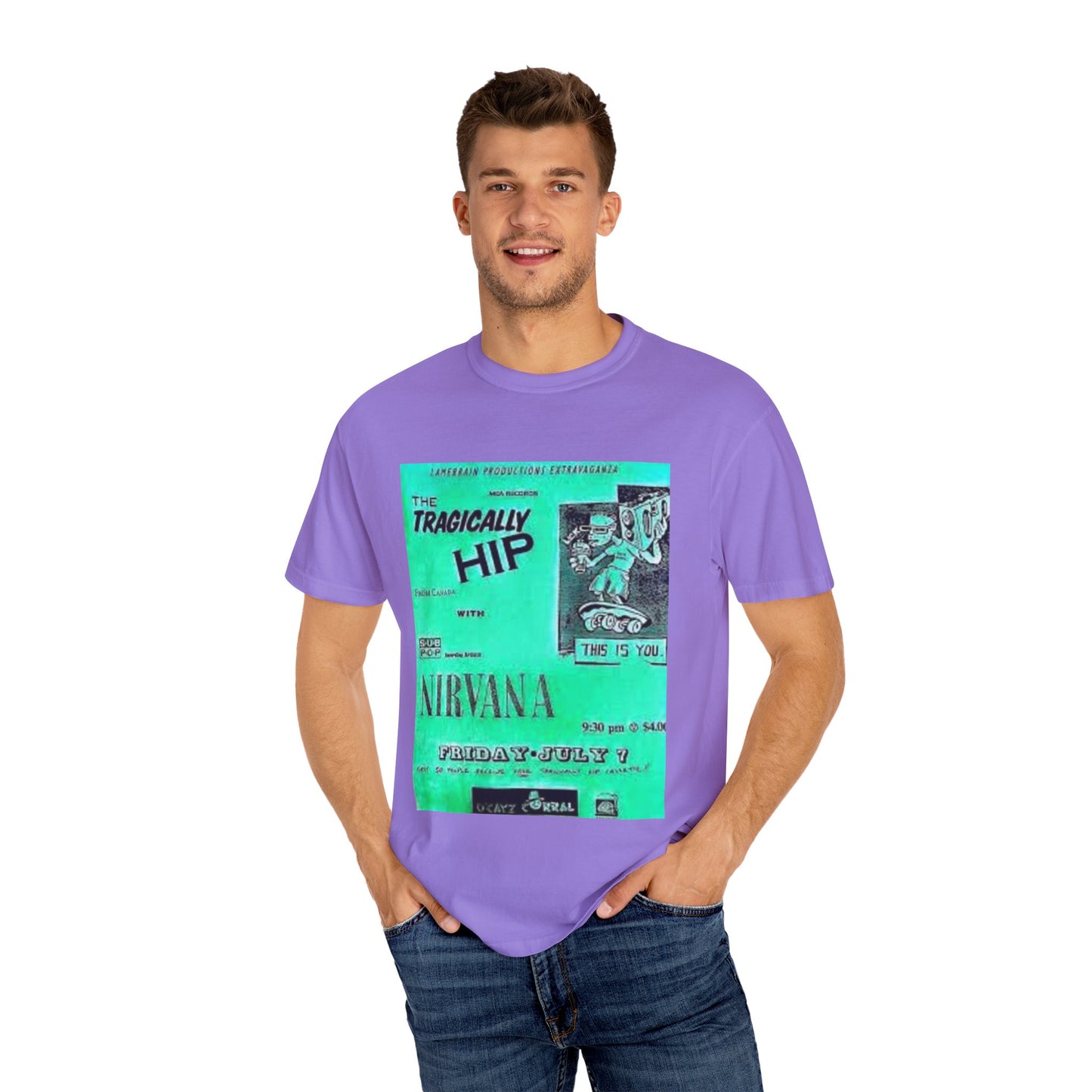 Retro Band Graphic T-Shirt - Nirvana & Tragically Hip Design