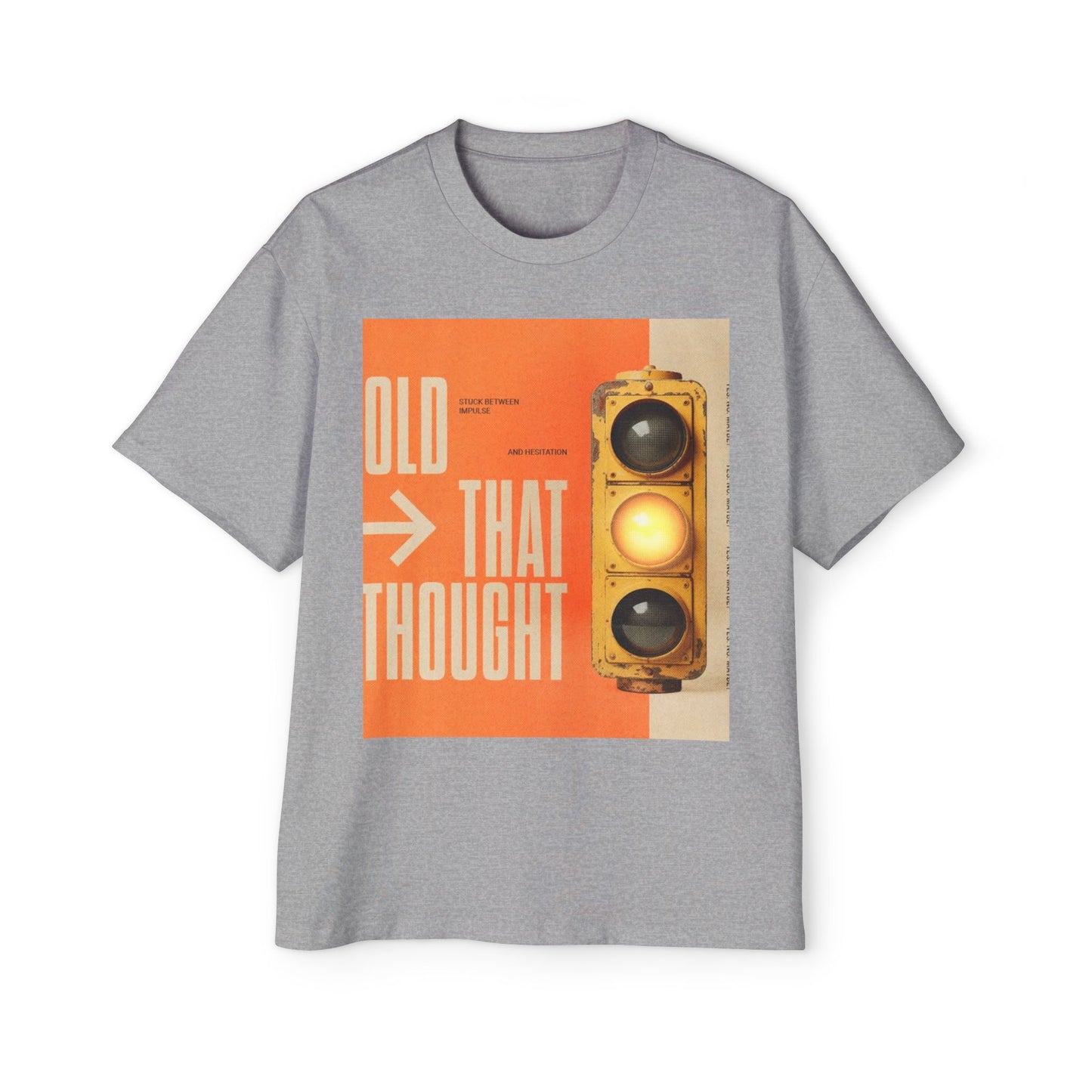 Oversized Tee — Retro Traffic Light 'Hold That Thought' Graphic