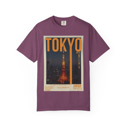 Tokyo Nightscape Graphic T-Shirt — Vintage Japan Tower Travel Poster Tee