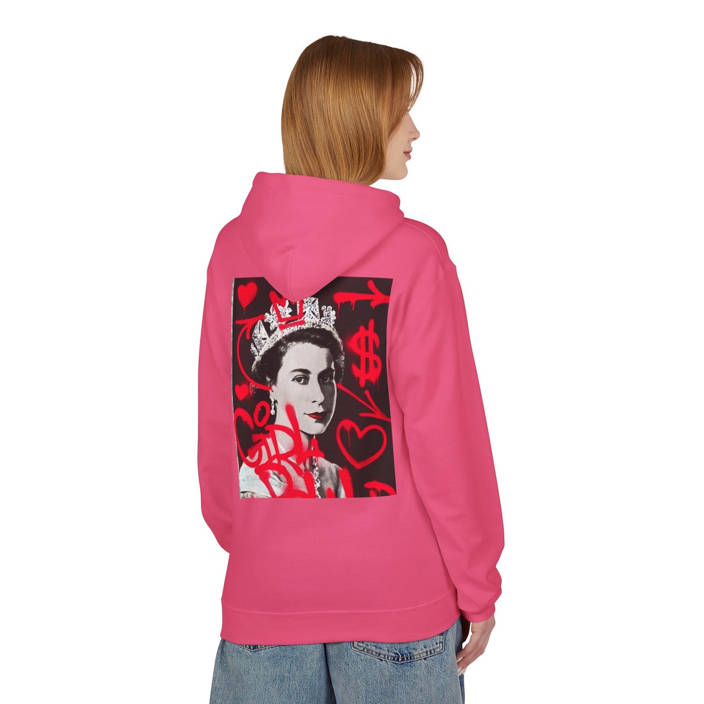 Queen Inspired Graphic Fleece Hoodie - Unisex Midweight, Cozy Apparel for Art Lovers