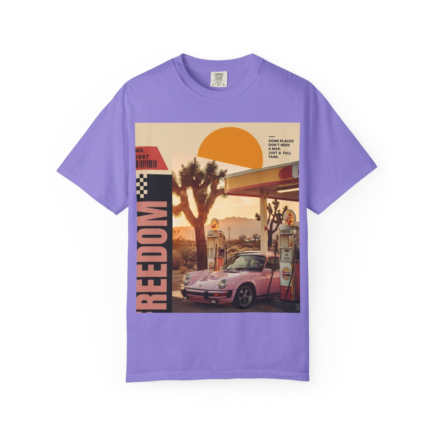 Freedom Road T-Shirt — Retro Desert Sunset Vintage Car Graphic