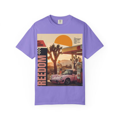Freedom Road T-Shirt — Retro Desert Sunset Vintage Car Graphic
