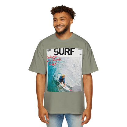 Surf Photo Graphic Tee — "Surf" Wave Rider Men's Oversized T-Shirt
