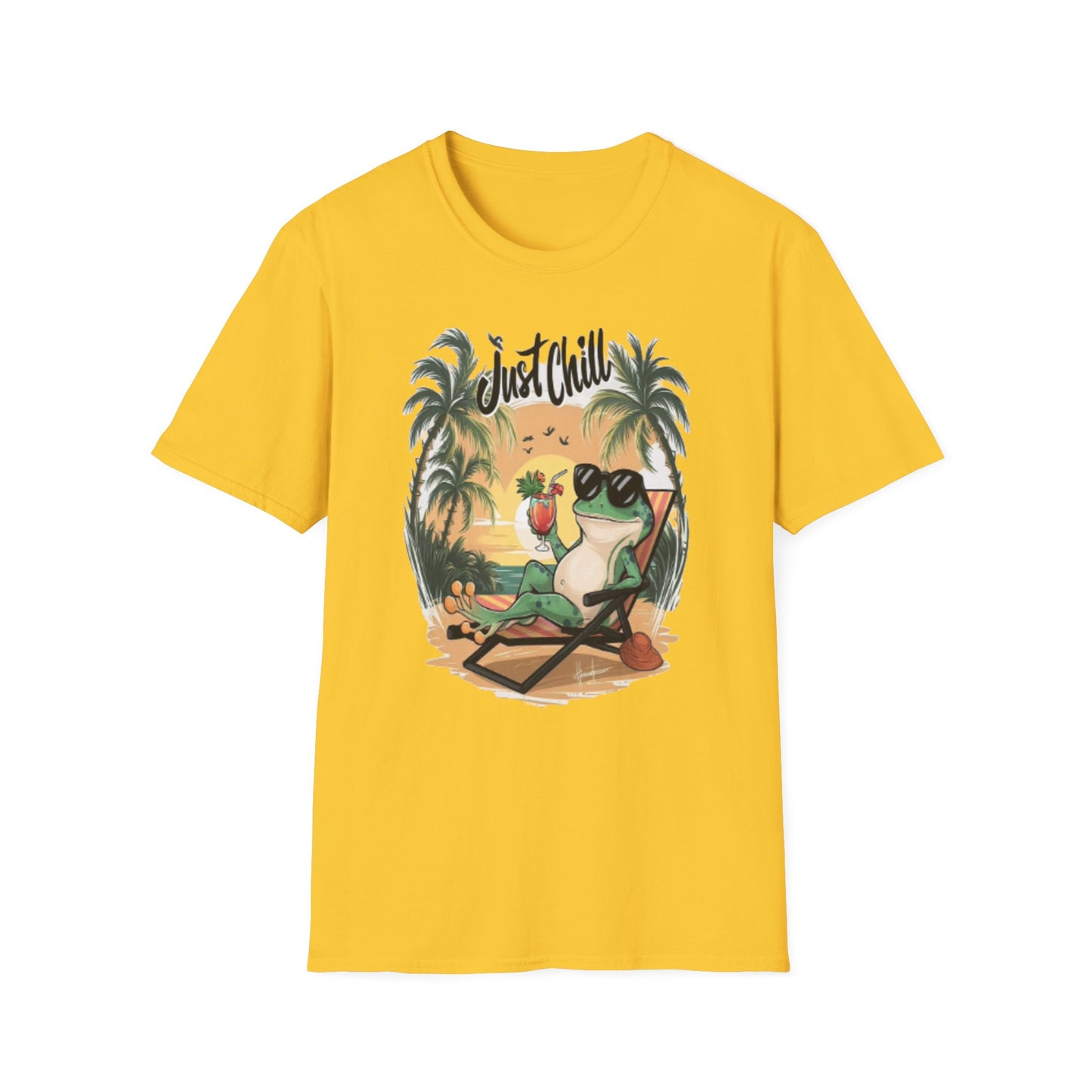 Just Chill Unisex Softstyle T-Shirt - Relaxing Frog Design for Casual Summer Vibes