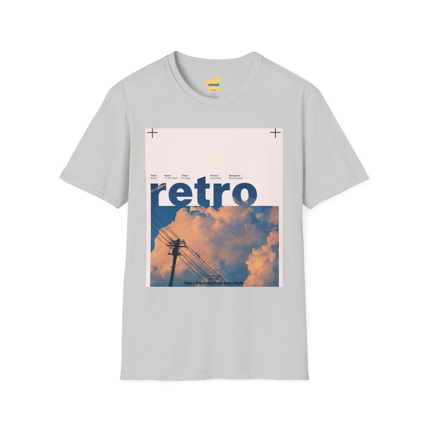 Retro Aesthetic Unisex Softstyle T-Shirt - Vintage Clouds & Texture Design