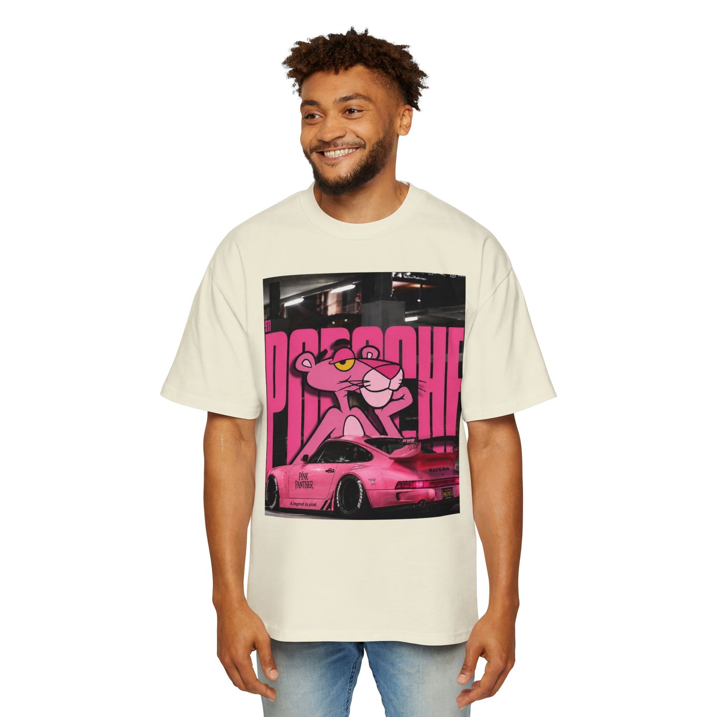 Pink Panther Streetwear Tee — Retro Racing Graphic Shirt