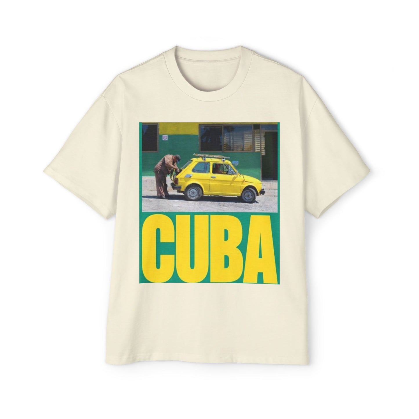 Cuba Vintage Photo Tee — Retro Yellow Car Graphic T-Shirt