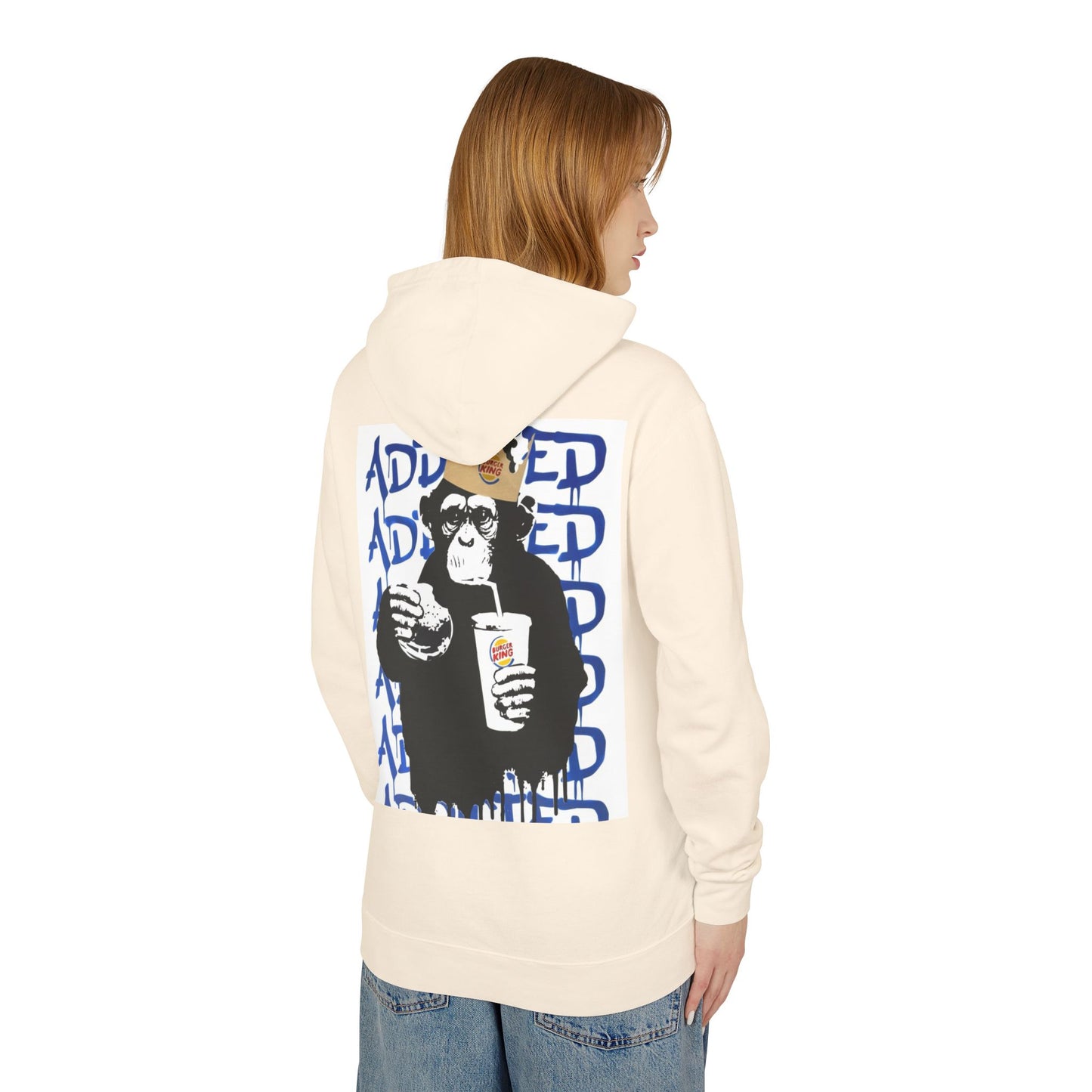 Unisex Lightweight Hooded Sweatshirt - Fun Monkey Design