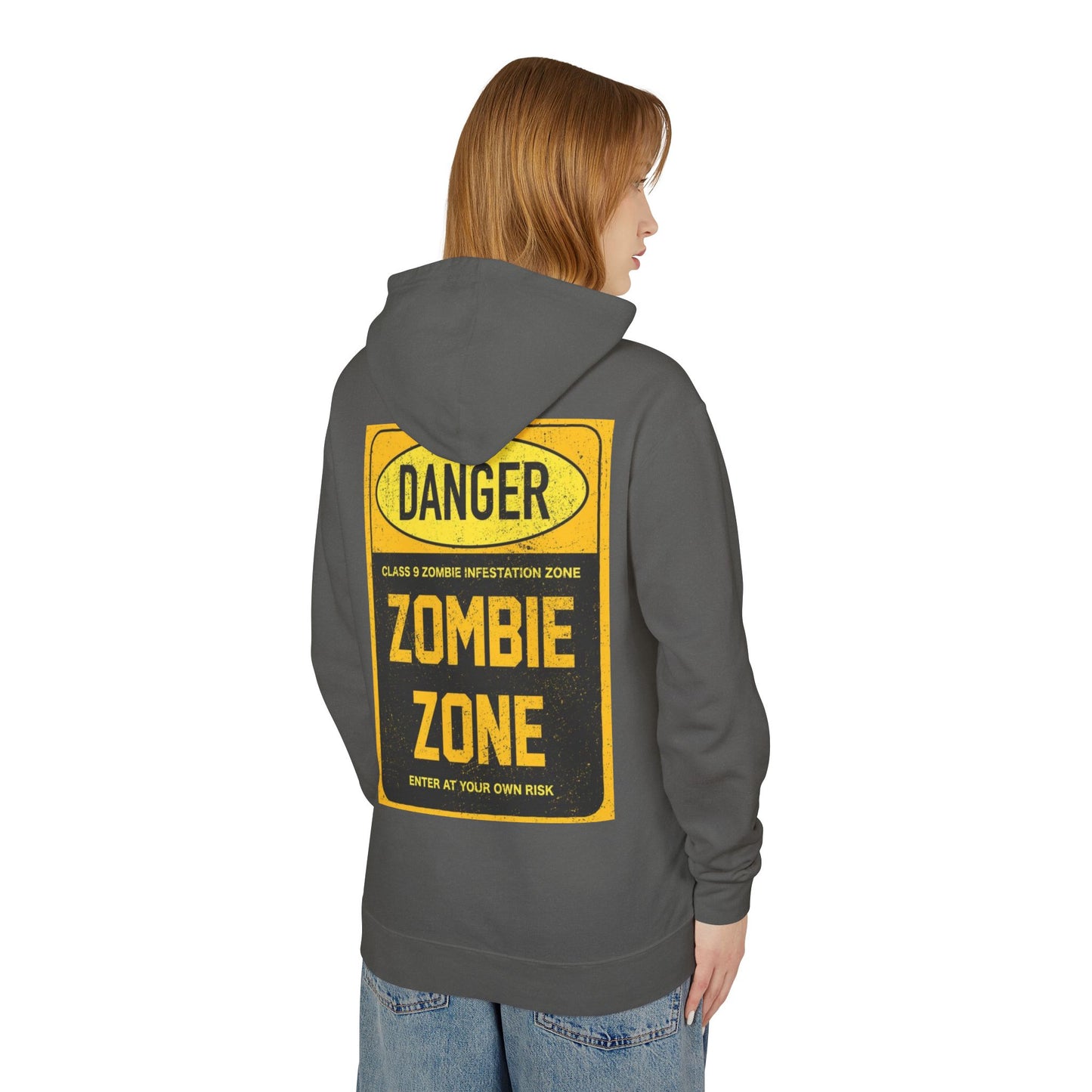 Unisex Zombie Zone Hooded Sweatshirt - Danger Sign Design