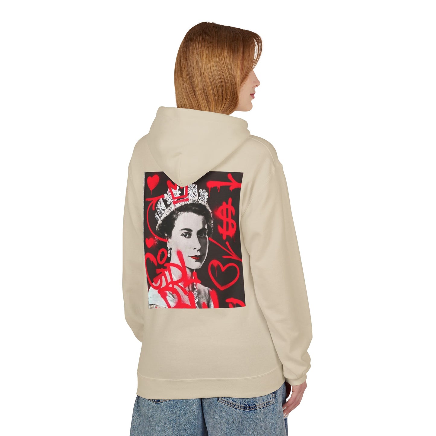Queen Inspired Graphic Fleece Hoodie - Unisex Midweight, Cozy Apparel for Art Lovers