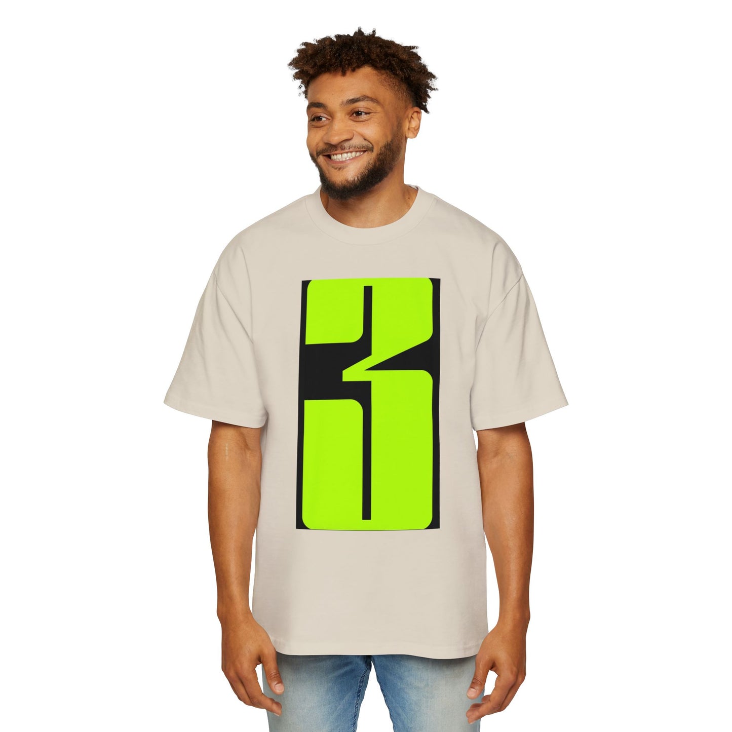Oversized Tee — Neon Abstract '3' Graphic