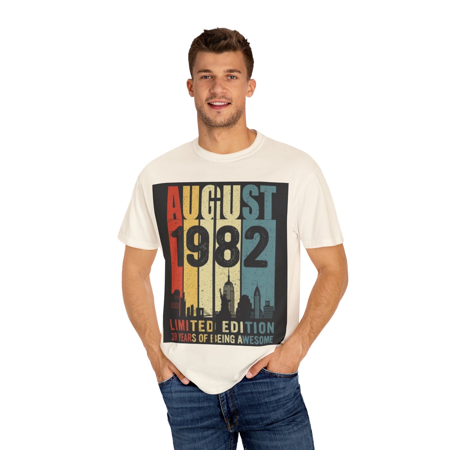 Limited Edition August 1982 Unisex Garment-Dyed T-Shirt - Celebrate 39 Years of Being Awesome